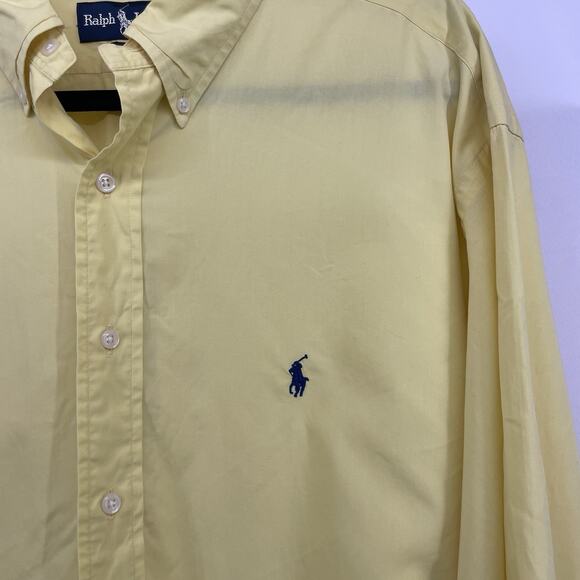 Ralph Lauren Size 17.5 Neck 34 / 35 Yellow Button Up Shirt Yarmouth 100% Cotton - Picture 2 of 4